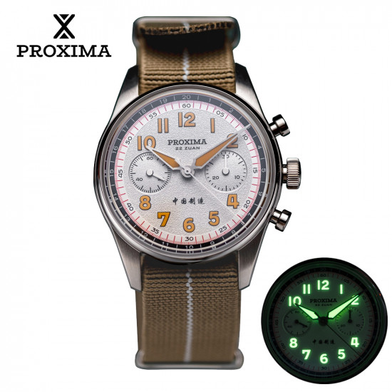 Proxima New PX1718 Watch of Mens Modify ST1902 Watermelon Dial Waterproof Chronograph Mechanical Wristwatches Domed Sapphire